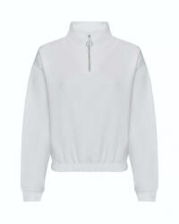 Just Hoods Női pulóver Just Hoods AWJH037 Women'S Cropped 1/4 Zip Sweat -M, Arctic White
