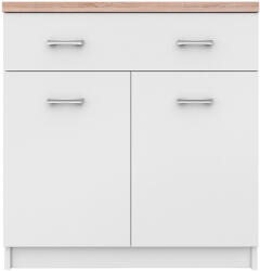 TEMPO KONDELA Komód 2D1S, Fehér/Tölgy Sonoma, Topty Typ 14
