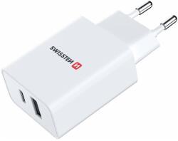 SWISSTEN Travel USB-A/USB-C Hálózati Töltő - Fehér 30 W