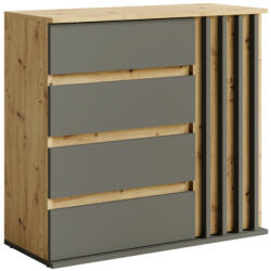 TEMPO KONDELA Komód, 1D4S Grafit/Artisan Tölgy, Deris