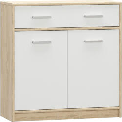 TEMPO KONDELA Komód 2D1S, Fehér/Tölgy Sonoma, Teyo