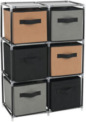 TEMPO KONDELA Komód Szövet Fiókokkal, Fekete/Barna/Szürke, Camilo Typ 2