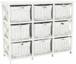 TEMPO KONDELA Komód, Fa/Vesszőfonás/Szövet, Fehér, Rafaello 9 - fizz