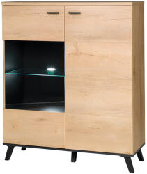 TEMPO KONDELA Komód, Tölgyfa Lefkas/Fekete, Siran Typ 4 - fizz