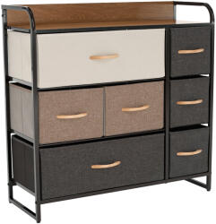 TEMPO KONDELA Komód Szövet Fiókokkal, Bézs/Barna, Hazel Typ 3