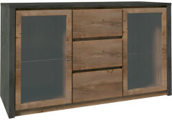 TEMPO KONDELA Komód, Tölgy Lefkas Sötét/Smooth Szürke, Montana K2D