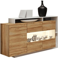 TEMPO KONDELA Komód, Tölgy Grandson/Fehér, Alicante