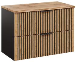 Comad Set dulap Comad Xilo XILO BLACK WOTAN 82-80-D-2S, blat Comad Nature Wotan NATURE WOTAN 89-80-46 M (SETXILBNATWOTAN80CM)
