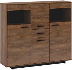 TEMPO KONDELA Komód, Bolzano Tölgy/Fekete, Delis K