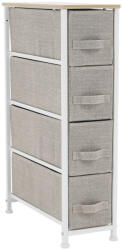 TEMPO KONDELA Komód Szövet Fiókokkal, Világosszürke/Fehér/Bézs, Ofelia Typ 2