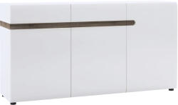 TEMPO KONDELA Komód, Fehér - Extra Magas Fényű Hg/Trufla Sonoma Tölgy, Lynatet 40