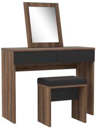 FORTE Sminkasztal JUNO + puff 45x29, 6 cm barna/fekete DLCT221-N09 (FR0050)