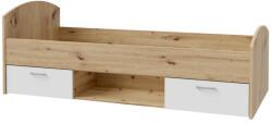 FORTE Egyszemélyes tárolós ágy URO 90x200 cm artisan tölgy/fehér CUGL091-M164 (FR0047)