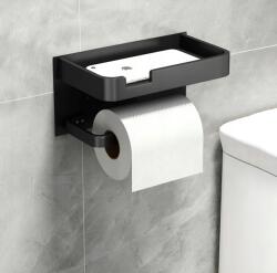  Wc-papír Tartó Wc Akasztó Fekete Acél Fém Loft Polccal (5856565you)