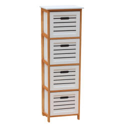 TEMPO KONDELA Komód, Fehér/Natúr, Talas