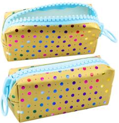 Lean Iskolai Tolltartó Szervező Színes Pöttyös Nagy Cipzáras Arany 21x8cm 21626 (21626) (21626)
