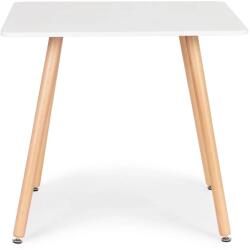 ModernHome Modern négyzet alakú fa konyhaasztal bükkfa lábakkal, 80x80 cm, fehér (KJSDT-01 80X80)