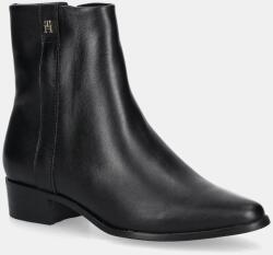 Tommy Hilfiger cizme de piele TH LEATHER POINTY ZIP BOOTIE 9BYA-OBD09I_99X (FW0FW08980)