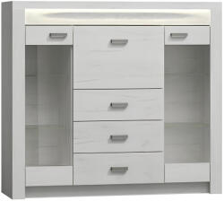 TEMPO KONDELA Vitrines Komód, Kőris Fehér, Infinity 08