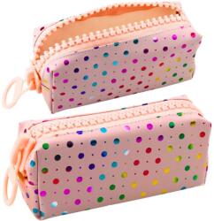 LeanToys Iskolai Tolltartó Szervező Színes Pöttyös Nagy Cipzáras Rózsaszín 21x8cm 21625 (21625) (21625)