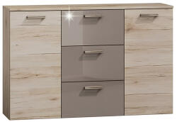 TEMPO KONDELA Komód, Tölgy San Marino/Latte Magasfényű, Assor