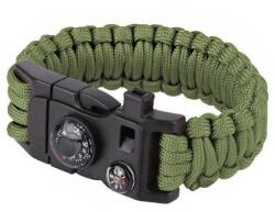 TM Brățară Paracord 9" - sistem de închidere tip pin lock dublu și busolă - Green