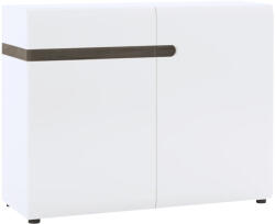 TEMPO KONDELA Komód, Fehér Extra Magas Fényű Hg/Trufla Sonoma Tölgy, Lynatet 35