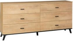 TEMPO KONDELA Komód, Tölgyfa Lefkas/Fekete, Siran Typ 5