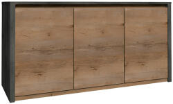 TEMPO KONDELA Komód, Tölgy Lefkas Sötét/Smooth Szürke, Montana K3D