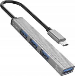 ORICO USB3.0 Hub - AH-13-GY-EP (4 port, Bemenet: USB-A, Kimenet: 1xUSB-A 3.0, 3xUSB-A 2.0, ezüst) (AH-13-GY-EP-HW) (AH-13-GY-EP-HW)
