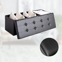 Casaria 2in1 ülőpad és tárolódoboz 80x40x40cm MDF összecsukható fekete (101622)