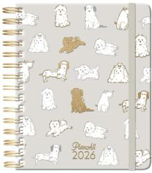 PLANALL Határidőnapló PLANALL Midi B/6 heti spirálos keményfedelű gumis doggo 2026. 21573 (21573)
