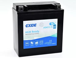Exide AGM 12-15 YTX16 12V 14Ah 215A bal+ gondozásmentes (zselés) motor akkumulátor (Exide-AGM-12-15)