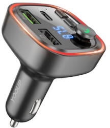 YOOUP V02 Qc3.0 Szivargyújtós (autós) Gyorstöltővég + Fm Transmitter Fekete