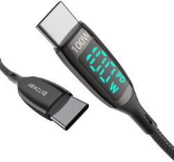 Blitwzolf USB Type C - Type C kábel - BlitzWolf® BW-TC23 - 1.8méter hossz, LED kijelző, 100W, 20V/ 5A töltési teljesítmény