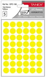Tanex Etichete autocolante rotunde, 16 mm, 240 buc/set, galben, TANEX (TWOFC130Y)