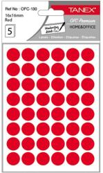 Tanex Etichete autocolante rotunde, 16 mm, 240 buc/set, rosu, TANEX (TX-OFC-130-RE)