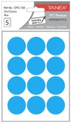 Tanex Etichete autocolante rotunde, 32 mm, 60 buc/set, albastru, TANEX (TX-OFC-133-BL)