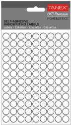 Tanex Etichete autocolante rotunde, 10 mm, 1080 buc/set, alb, TANEX (TWOFC128W)