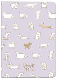 PLANALL Zsebnaptár PLANALL B/6 heti álló fehér lapos aranyozott Pupper 2026. 21548 (21548)