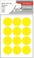 Tanex Etichete autocolante rotunde, 32 mm, 60 buc/set, galben, TANEX (TX-OFC-133-YE)