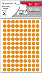 Tanex Etichete autocolante rotunde, 10 mm, 540 buc/set, portocaliu, TANEX (TWOFC128O)