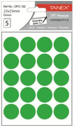 Tanex Etichete autoadezive rotunde, 25 mm, 100 buc/set, verde, TANEX (TX-OFC-132-GR)
