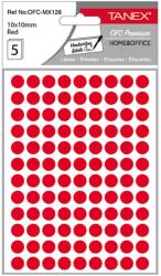 Tanex Etichete autocolante rotunde, 10 mm, 540 buc/set, rosu, TANEX (TWOFC128R)