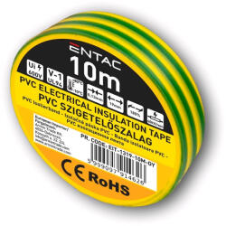 Entac Szigetelőszalag 0, 13x19mm zöld/sárga 10m Entac (AVI EIT 1319 10M GY)