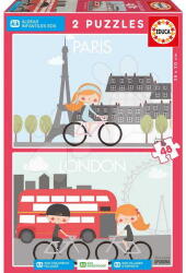 Educa Puzzle 2x48 db-os Párizs-London gyerekek (177260) (177260)