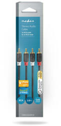 Nedis CABW24200AT20 stereo audio kábel, 2x RCA apa - 2x RCA apa, aranyozott, 2 m, antracit