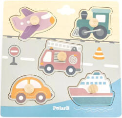 PolarB Fogantyús fa puzzle, fogós puzzle, kirakó - Járművek PolarB B