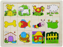  Fa Puzzle felező, párosító játék Állatos B