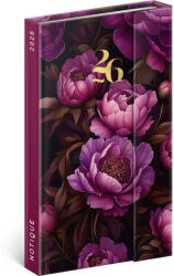 Presco Határidőnapló mágnessel záródó, heti, fehér lapokkal Purple Flowers 130x210 mm, Presco (5413-PF) - iroda-ellatas